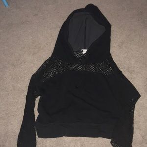 holed crop hoodie